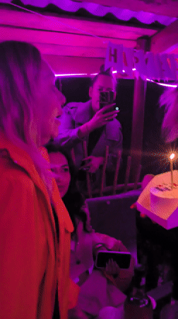 Birthday celebration with candle cake observed in Noviy, Russia