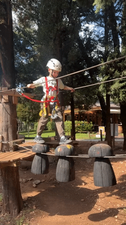 Children enjoy adventure ropes course activities in Podgorica park