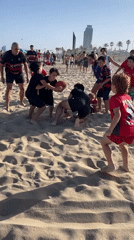 Summer afternoon at Barceloneta: sports, sun, and crowds