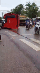 Semi-truck overturns on busy road in Dungu, Ghana