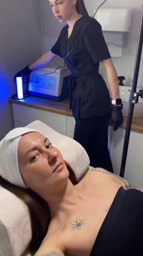 Woman receives beauty treatment in Votkinsk salon