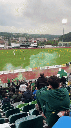 Soccer match draws crowds to Gabrovo stadium with fan celebrations