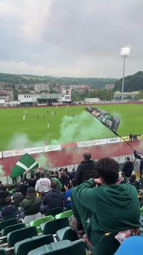 Soccer match draws crowds to Gabrovo stadium with fan celebrations