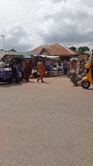 Word-card graphics and street scenes from Sunkani, Nigeria