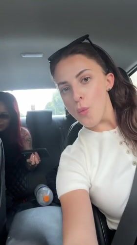 Three women photographed together in car in Tel Aviv