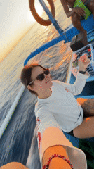 Boat selfie video with wake cutting through Indonesian waters