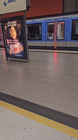 Early morning subway arrival recorded at Munich station platform