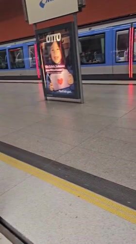 Early morning subway arrival recorded at Munich station platform
