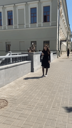 Morning street life observed across central Kazan, Russia