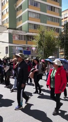 Large crowd marches through La Paz streets during afternoon demonstration
