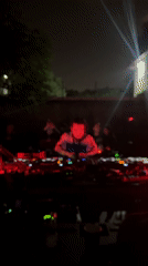 DJ performs late-night set in Sofia under red lights