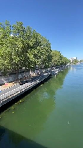 Seine riverfront views with the Eiffel Tower on a sunny afternoon