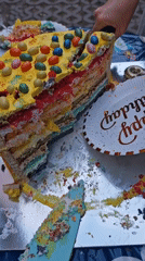 Child's eighth birthday party celebrated in Sofia with rainbow cake