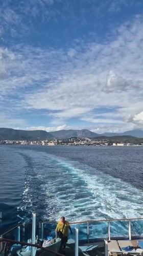 Cruise ship departs Ajaccio harbor with passengers aboard