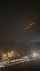 Heavy rainstorm reduces visibility across Pattaya City nightscape