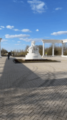 Cheboksary public park captures statue monument and go-kart activity