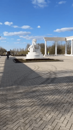 Cheboksary public park captures statue monument and go-kart activity