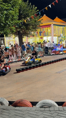 Evening at a Gatteo amusement complex: go-karts, arcade games, mini-golf