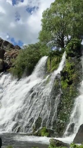 Tourist captures waterfall and countryside scenes in Sisian, Armenia