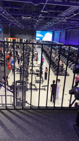 Fitness activity documented at modern gym in Murino, Russia