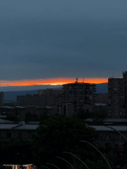 Evening scenes documented across Yerevan landmarks during dusk hours