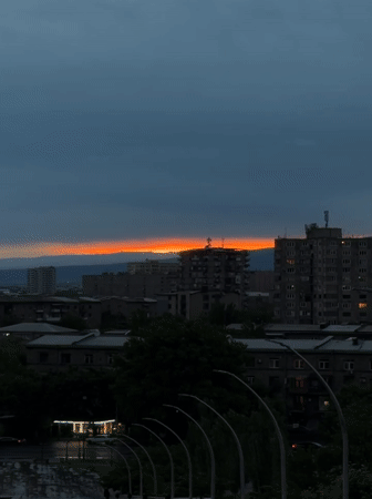 Evening scenes documented across Yerevan landmarks during dusk hours