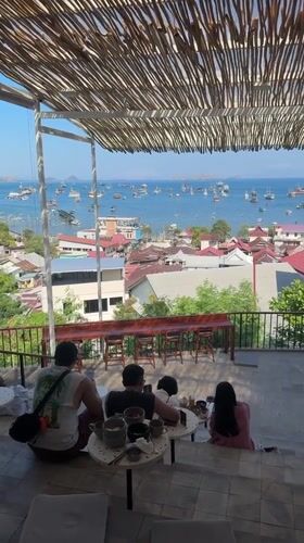 Elevated harbor cafe views over Labuan Bajo's bay