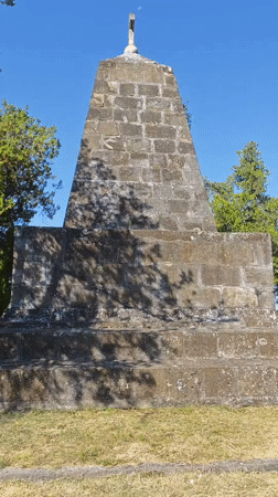 Stone monument and riverside scenery in Lovech, Bulgaria