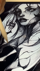 Digital artist creates detailed portrait using stylus in Sofia