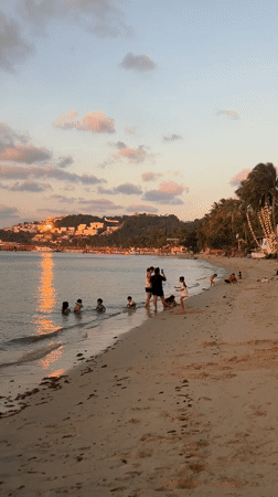 Sunset beach scenes with speedboat captured in Thailand