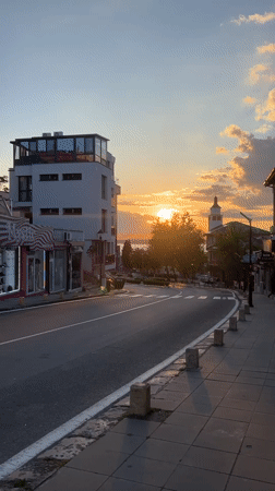 Evening street life documented in coastal Bulgarian town