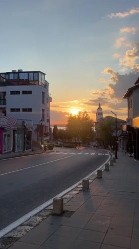 Evening street life documented in coastal Bulgarian town
