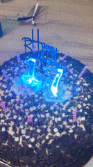 Birthday cake with pink candles documented in Karlsruhe