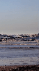 Two lighthouses on the Baltic horizon, Riga coastline