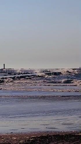 Two lighthouses on the Baltic horizon, Riga coastline