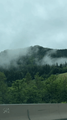 Morning mist captured over Austrian forests near Gloggnitz