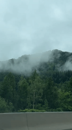 Morning mist captured over Austrian forests near Gloggnitz