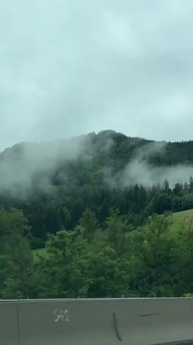 Morning mist captured over Austrian forests near Gloggnitz