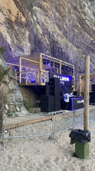 Beach party stage setup at Montenegro clifftop venue