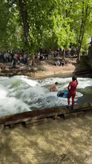River surfer falls from board in Munich