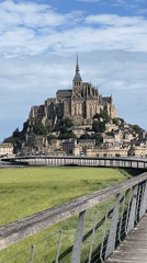 Mont Saint-Michel abbey-fortress captured in wide landscape shot