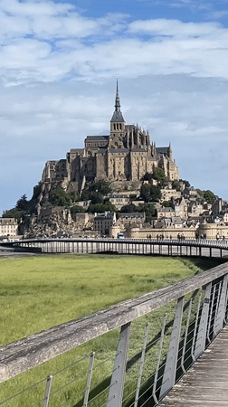 Mont Saint-Michel abbey-fortress captured in wide landscape shot
