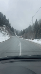 Mountain drive through snowy landscape in Montenegro captured