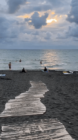 Cloudy afternoon on Ureki's black sand beach, Black Sea