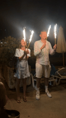 Sparklers and celebration on a Luštica night out