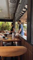 Open-air café in North Kuta, Bali, latte art and all