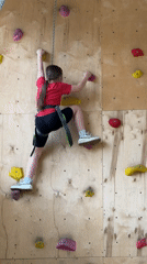 Children's rock climbing session at Izhevsk university gymnasium