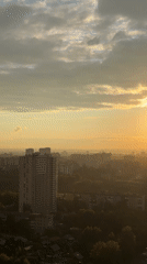 Sunset observed over Dikaya Gar' cityscape, Russia