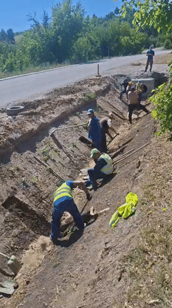 Road and drainage construction underway in Hîncești, Moldova