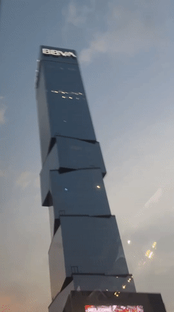 Modern skyscraper observed in San Bernardino Tlaxcalancingo, Mexico